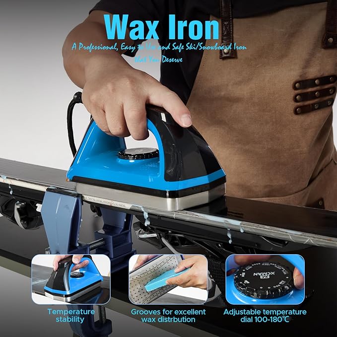 XCMAN Complete Ski Snowboard Tuning Waxing Combo Kit with Waxing Iron,Ski Wax,Side Base Edge