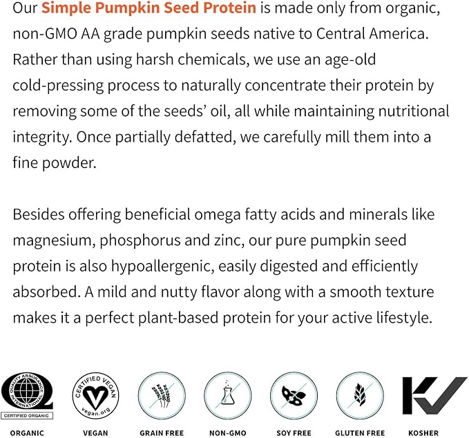 Sprout Living Organic Pumpkin Seed Protein Powder, Unflavored, 20 Grams of Plant Based Protein