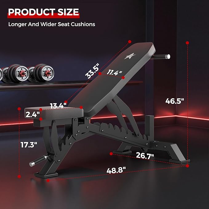 Weight Bench, Adjustable Workout Bench for Home Gym Full Body Workout, 1300LBS Weight Capacity