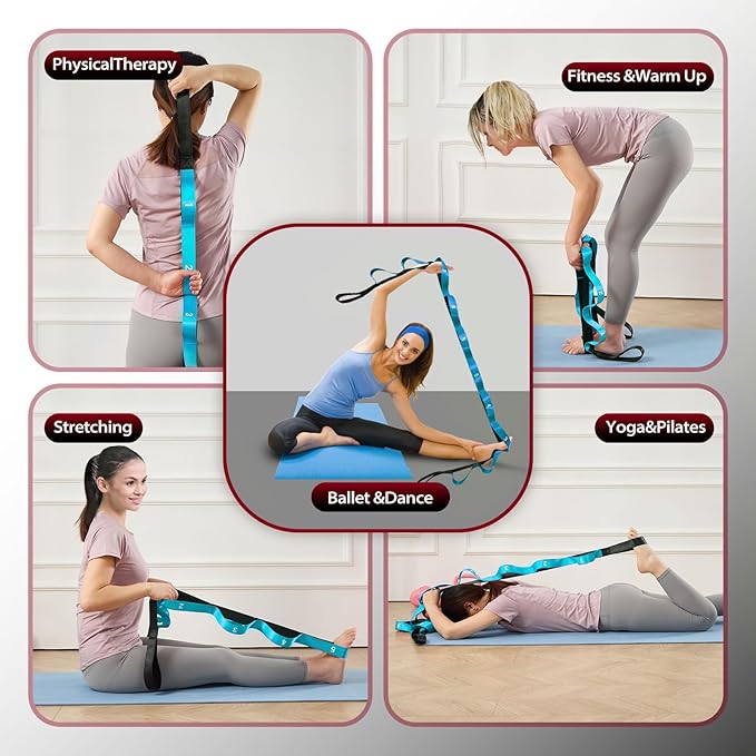 Stretching Strap with 10 Loops-Yoga Strap for Physical Therapy,Home Workout,Pilate & Flexibility