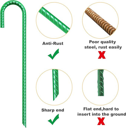 Eurmax USA Trampolines Stakes Heavy Duty Ground Stakes Canopy Parts Wind Stake with Rope 12 Inch