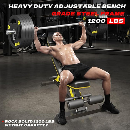 Heavy Duty Bench Adjustable Workout Bench Press Set for Home Gym Strength Training