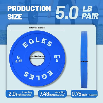 Egles Change Plates Set 1.25LB, 2.5LB, 5LB - Rubber-Coated Weight Plates in Pairs, Olympic Bumper