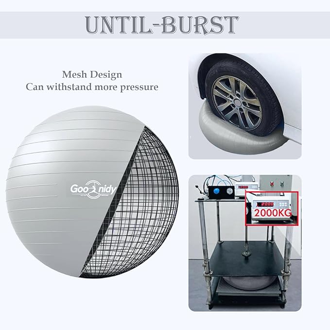 Soft Exercise ball, Anti-Burst Yoga Ball Chair Supports 2200lbs, Workout Equipment w/ Pump for