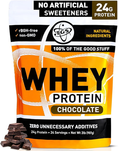 Chocolate Whey Protein Powder 2lb - No Artificial Sweeteners, All Natural Ingredients, No Stevia