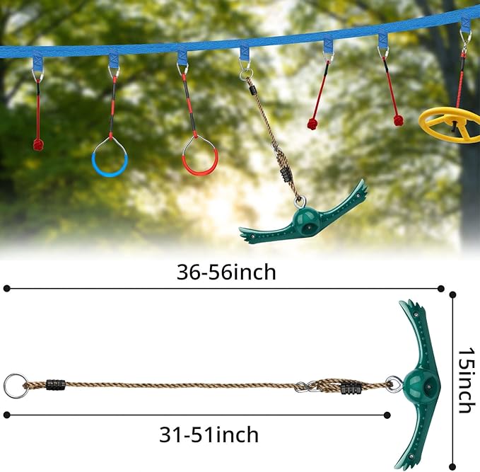 Swing Spins Set: 360° Handle Twist-Spin Flips Toy - Slackline Attachments Activate Play Powers