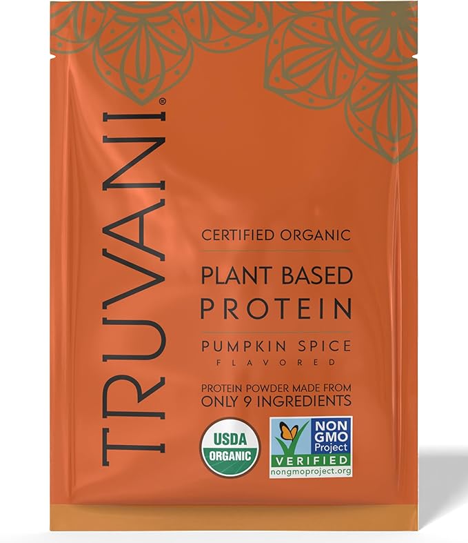 Truvani Vegan Pea Protein Powder | Pumpkin Spice | 20g Organic Plant Based Protein | 1 Serving |