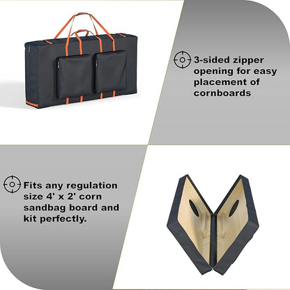 Cornhole Carrying Case Fits 4' x 2' Regulated Size, Heavy Duty 600D Oxford Fabric Waterproof &