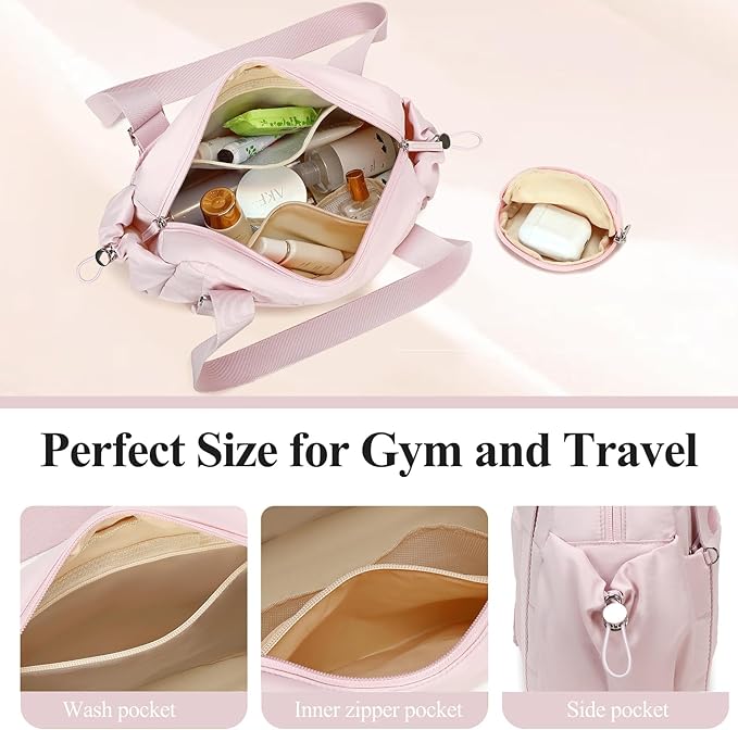 CAMTOP Mini Gym Bag for Women, Small Gym Tote Bag Puffy Quilted Sports Duffel Bag with Wet