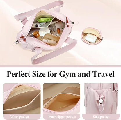 CAMTOP Mini Gym Bag for Women, Small Gym Tote Bag Puffy Quilted Sports Duffel Bag with Wet