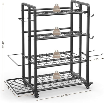 4-Tier Dumbbell Rack Stand Only, Adjustable Weight Rack for Dumbbells Kettlebells Yoga Mat, Home
