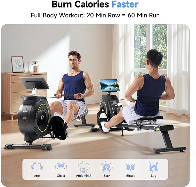 Rowing Machine for Home, 350 LB Capacity, 16-Level Silent Resistance, Magnetic Rowing Machines for