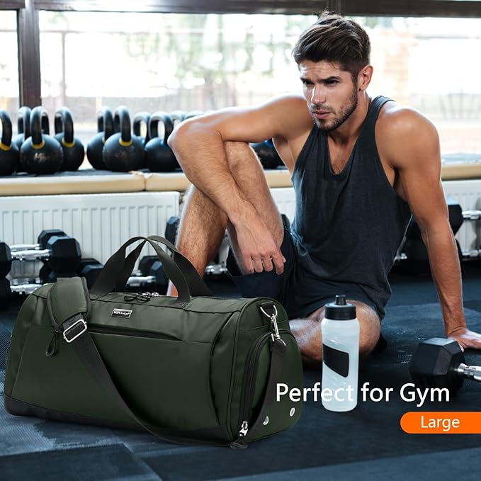 TOPDesign Gym Bag for Women & Men, Unisex Duffel Bag with Shoe Compartment & Wet Pocket for Travel