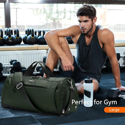 TOPDesign Gym Bag for Women & Men, Unisex Duffel Bag with Shoe Compartment & Wet Pocket for Travel