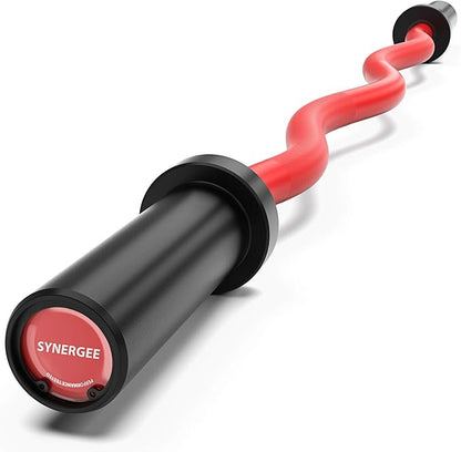 Synergee Commercial EZ Curl Olympic Bar Chrome & Black Phosphate with Powder Coated Brass Bushings