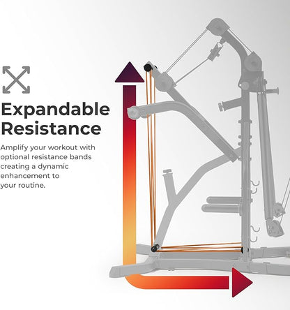 Sunny Health & Fitness Multifunctional Strength Training Home Gym ??Complete Workout Equipment with