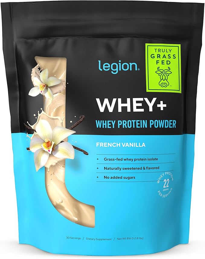LEGION Whey+ Protein Whey Isolate from Grass Fed Cows - Whey Protein Isolate Powder Low Calorie