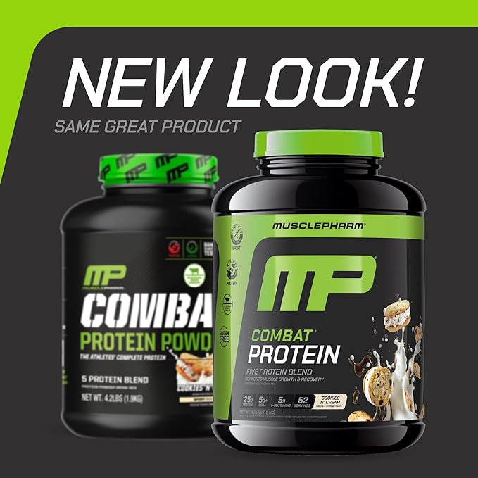 MusclePharm Combat Protein Powder, Cookies ?˜N??Cream Flavor, Fuels Muscles for Productive