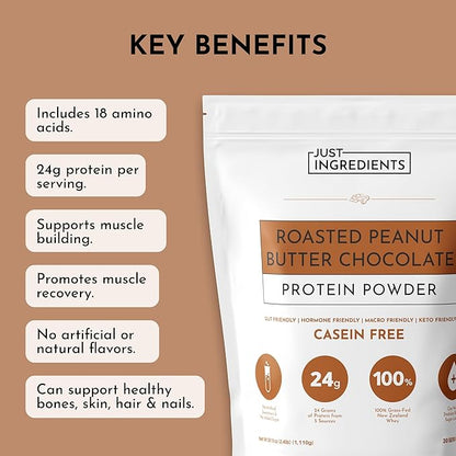 Roasted Peanut Butter Chocolate Protein Powder ??30-Serving Blend with 100% Grass-Fed Whey &