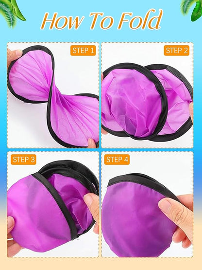 Gejoy Foldable Flying Disc Fans Bulk with Bags 9.8 Inch DIY Sublimation Handheld Cooling Fan Beach