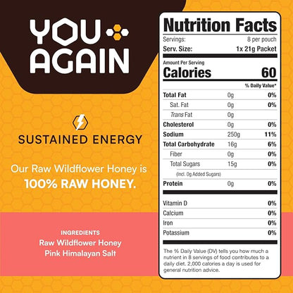 You Again Super Honey Clean Energy Gel, Honey & Himalayan Salt | Electrolyte Replenishment Running