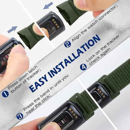 Sport Loop Nylon Watch Bands Compatible with Fitbit Charge 6/5, Adjustable Breathable Replacement
