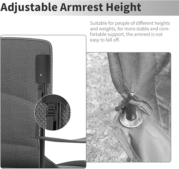 Heavy Duty Folding Chair 500LB Capacity, Oversized Camping Chairs with Cup Holder, Cooler Bag &