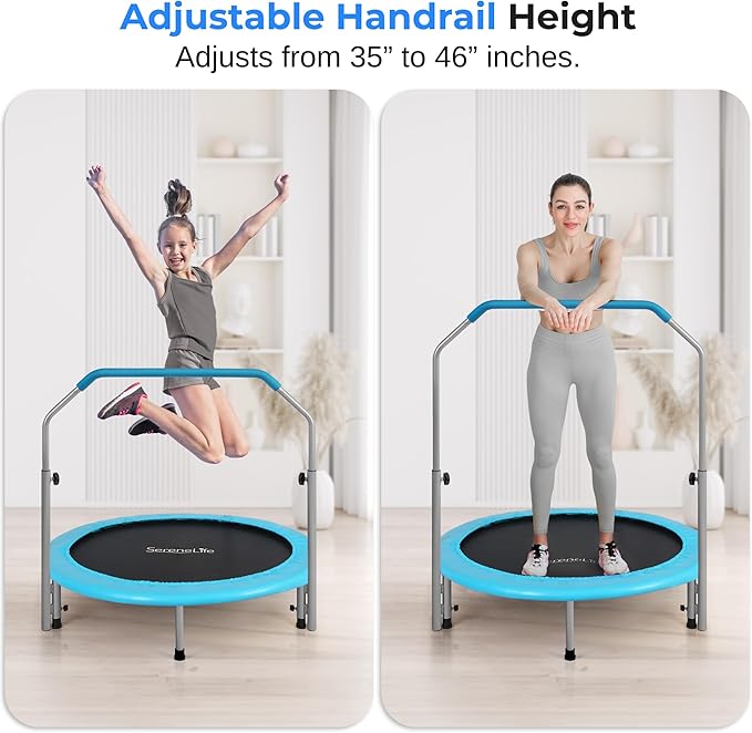 SereneLife 36/40" Foldable Mini Trampoline - Compact Fitness Trampoline for Kids Adults, Exercise