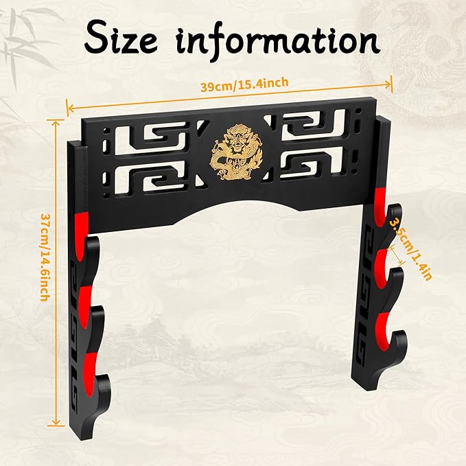 Sword Display Katana Wall Mount, 3-Tier Samurai Sword Katana Holder Stand with Velvet Padded Hook &