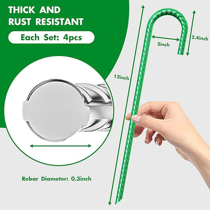 Eurmax USA Trampolines Stakes Heavy Duty Ground Stakes Canopy Parts Wind Stake with Rope 12 Inch