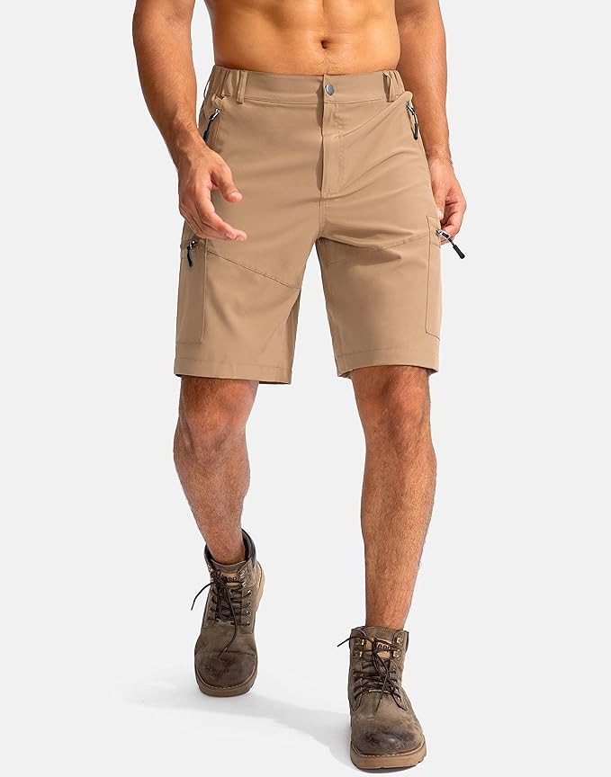 Pudolla Men's Hiking Cargo Shorts 9" Lightweight Outdoor Work Shorts for Men Travel Golf Camping
