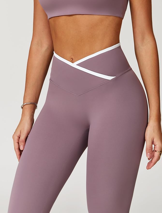 ABOCIW Workout Sets for Women 2 Piece Color Block Strappy Sports Bra High Waist Leggings Gym Yoga