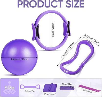 Home Pilates Kit for Women Pilates Equipment Ring and Ball Set Magic Circle Hoop with 5 Resistance