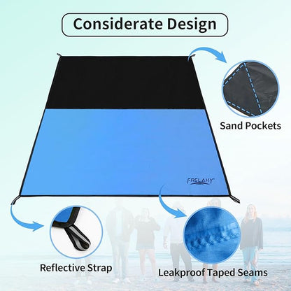 Frelaxy Pocket Picnic Blanket, Waterproof Sandproof Beach Mat, Compact Camping Tarp for Festivals