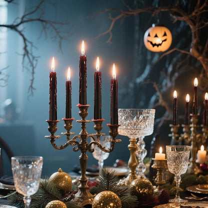 6 Pack Halloween Bleeding Candles, Black Vampire Tears Taper Candles Spooky Blood Drip Candles Set