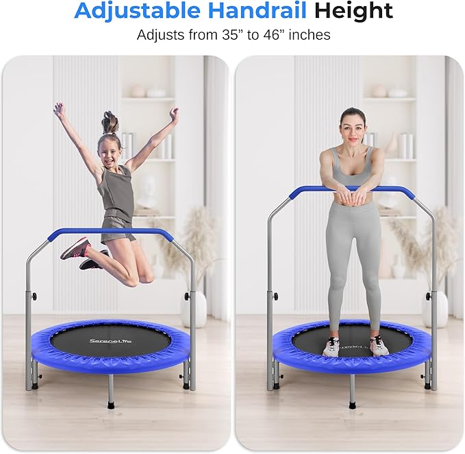 SereneLife 36/40" Foldable Mini Trampoline - Compact Fitness Trampoline for Kids Adults, Exercise
