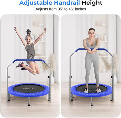 SereneLife 36/40" Foldable Mini Trampoline - Compact Fitness Trampoline for Kids Adults, Exercise