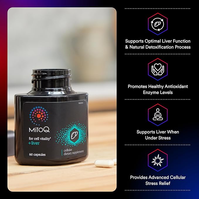 MitoQ +Liver Premium CoQ10 Antioxidant - Contains Mitoquinol Mesylate, Choline, Milk Thistle