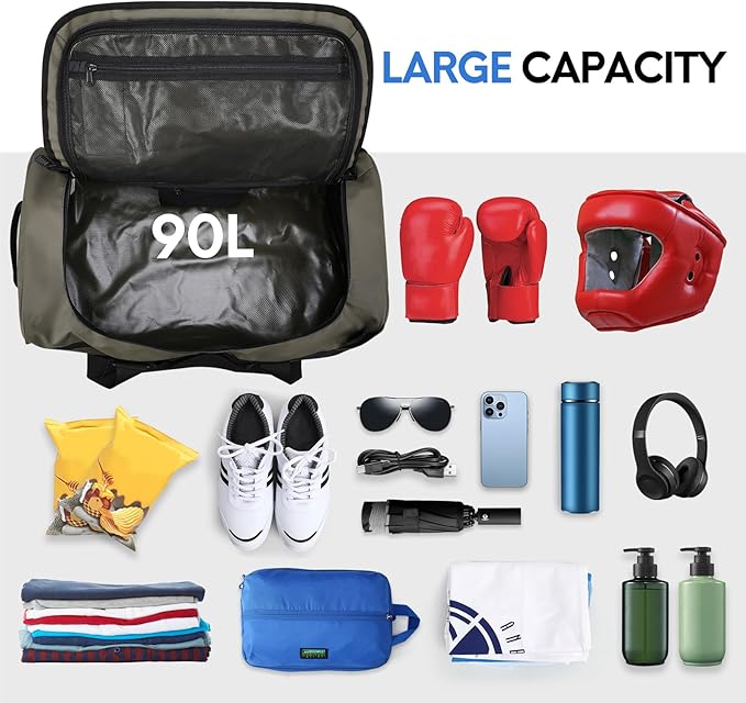 Haimont Large Duffle Bag for Men Women, Convertible Duffel Backpack, Heavy Duty Back Pack for