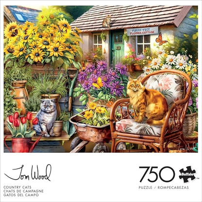Buffalo Games - Tom Wood - Country Cats - 750 Piece Jigsaw Puzzle for Adults -Challenging Puzzle