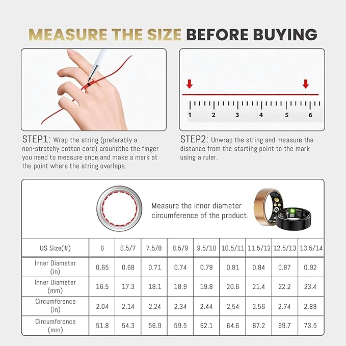 Smart Ring for Women Men, Health Tracker with Heart Rate/Blood Oxygen/Blood Pressure/Sleep