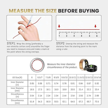 Smart Ring for Women Men, Health Tracker with Heart Rate/Blood Oxygen/Blood Pressure/Sleep