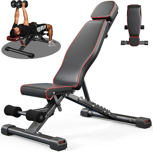 YOLEO 880LB Adjustable Weight Bench for Bench Press, MAX Foldable Weight Bench with Bench Press