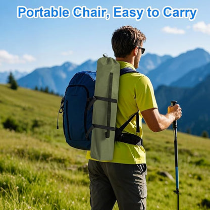 Folding Camping Chair, 225lb Capacity, Includes Cup Holder & Side Storage Bag, 5.5lbs Portable for