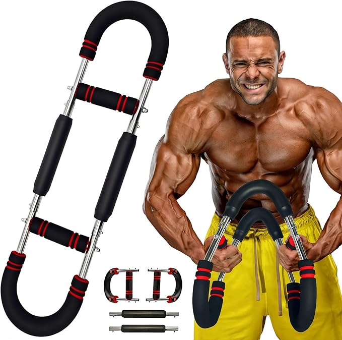 Latest-Gen Twister Arm Trainer, Adjustable Power Spring Workout Bar, Forearm Triceps Chest