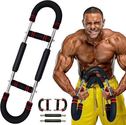 Latest-Gen Twister Arm Trainer, Adjustable Power Spring Workout Bar, Forearm Triceps Chest