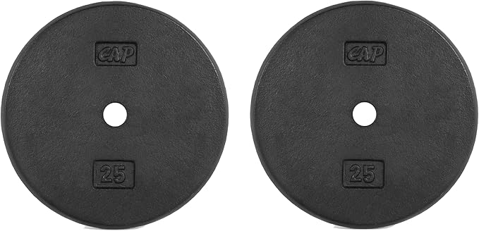 CAP Barbell Standard 1-Inch Cast Iron Weight Plates - Singles & Sets | 1.25-50 lbs | Multiple