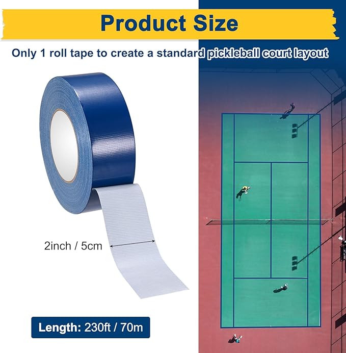 Pickleball Court Tape, Outdoor Pickleball Lines, No Residue Court Marking Kit for