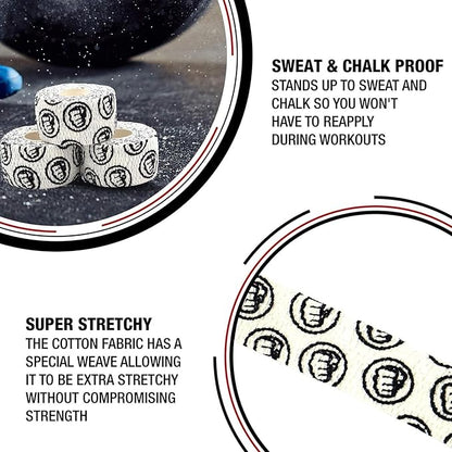 WOD Nation Flexible Hook-Grip Athletic Tape – Easy-Tear, Sweat-Proof Thumb & Finger Strips for