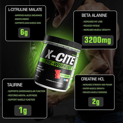 X-CITE Pre-Workout by ATHLEAN-X - Enhanced Formula with Beta-Alanine, Creatine & Caffeine for
